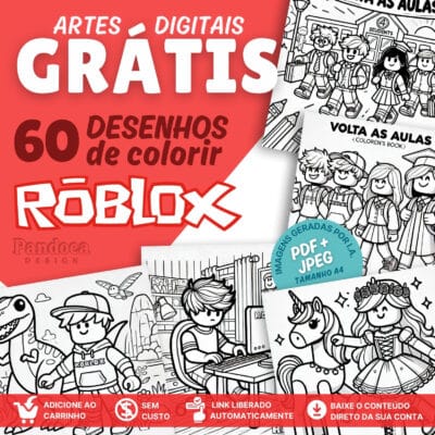 GRÁTIS - ROBLOX: 60 Desenhos de Colorir (arquivo digital)